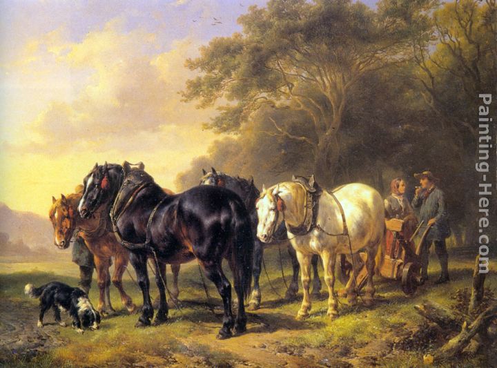 A Plough Team at Rest painting - Wouterus Verschuur Jr A Plough Team at Rest art painting